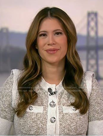 Deirdre's beige short sleeve knit jacket on NBC News Daily