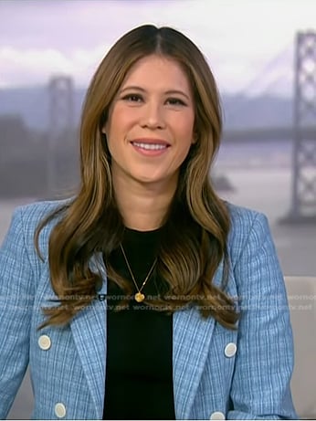 Deirdre's blue double breasted blazer on NBC News Daily