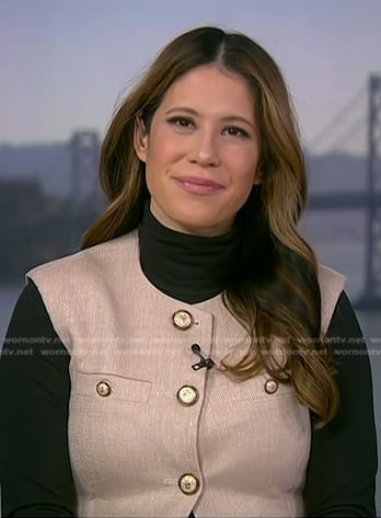 Deirdre's beige buttoned vest on NBC News Daily