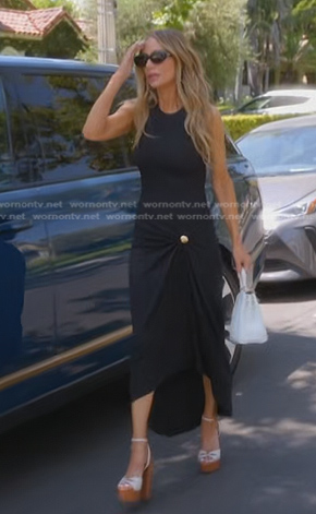 Dorit's black sleeveless midi dress on The Real Housewives of Beverly Hills
