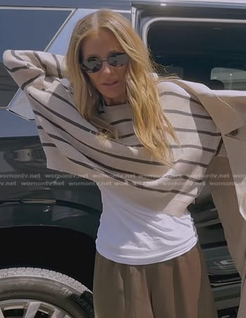 Dorit's beige striped sweater on The Real Housewives of Beverly Hills