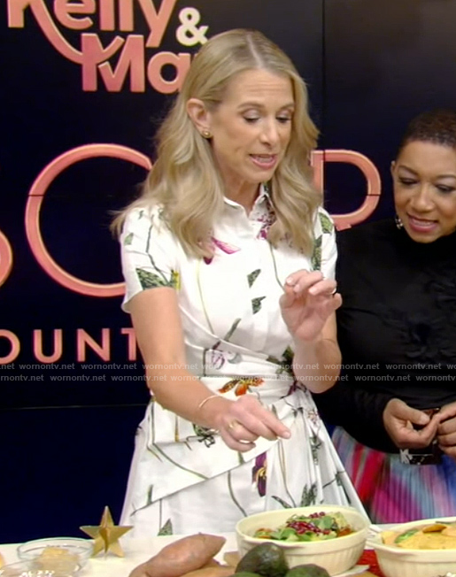 Dr. Wendy Bazilian's white floral print dress on Live with Kelly and Mark