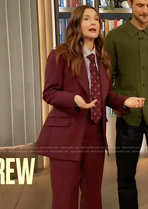 Drew's burgundy blazer on The Drew Barrymore Show