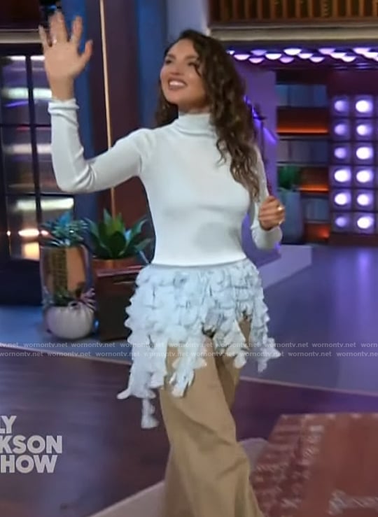 Eiza Gonzalez's embroidered cami on The Kelly Clarkson Show