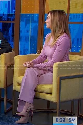 Ellen Pompeo's beige scallop slingback pumps on Good Morning America