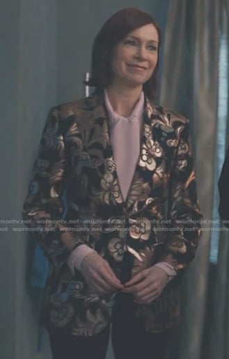 Elsbeth's metallic floral blazer on Elsbeth
