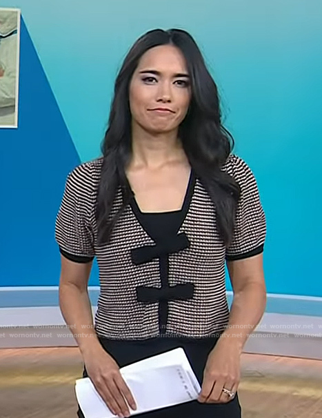 Emilie's bow detail short sleeve cardigan on Today