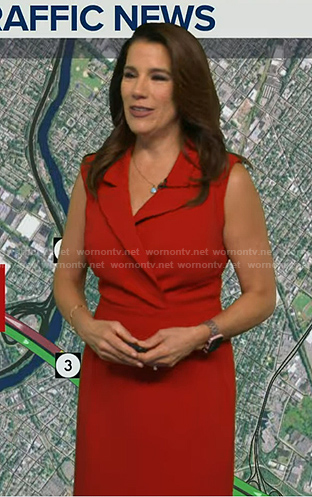 Heather's red sleeveless blazer dress on Good Morning America