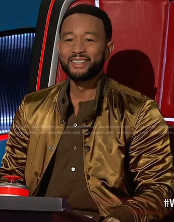 John's yellow satin bomber jacket on The Voice
