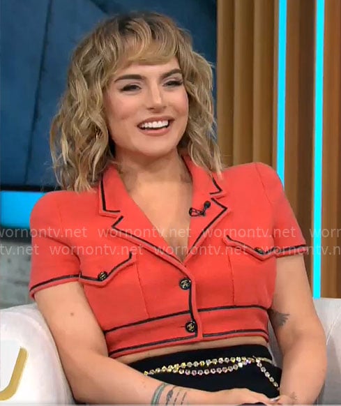JoJo's red cropped jacket on CBS Mornings