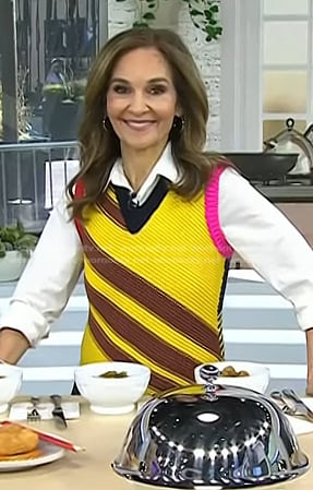 Joy's yellow stripe knit vest on Today