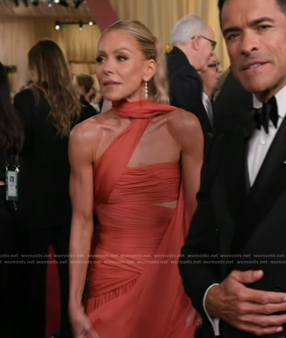 Kelly's red drape dress on Live with Kelly and Mark