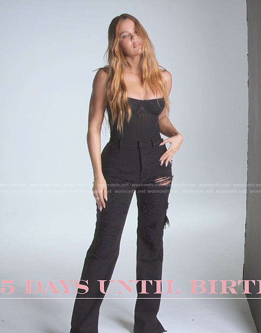Khloe's black distressed denim jeans on The Kardashians