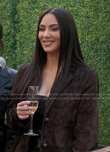 Kim's brown velvet blazer on The Kardashians