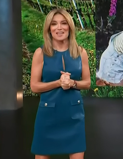 Kit's blue leather mini dress on Access Hollywood