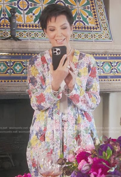 Kris's floral print kimono on The Kardashians