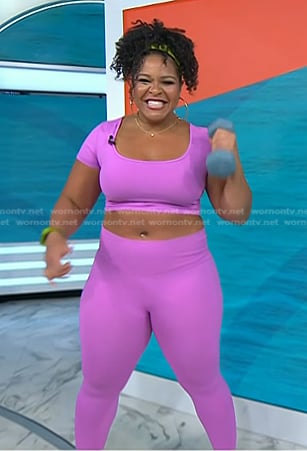 Lacee Green's pink cropped top and leggings on Today
