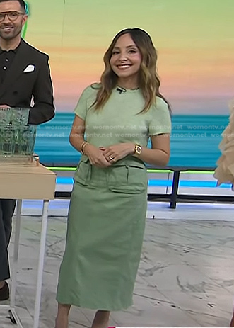 Lilliana Vazquez's green short sleeve sweater and cargo skirt on Today