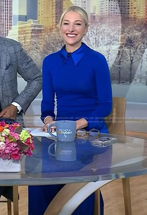 Lindsay Czarniak's blue sweater and pants on Today