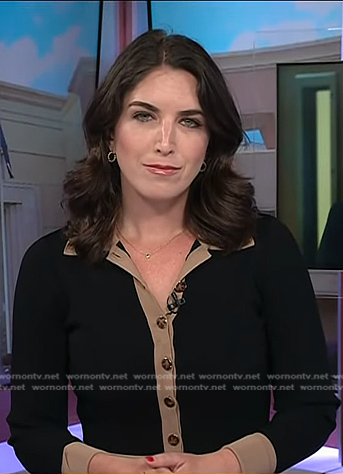 Liz Kreutz's black contrast trim knit dress on Today