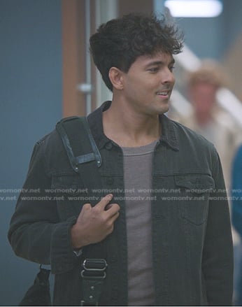 Lucas’s black jacket with corduroy collar on Greys Anatomy