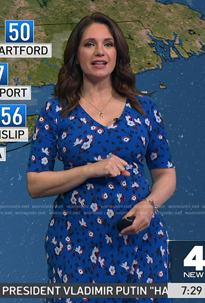Maria's blue floral v-neck dress on Today