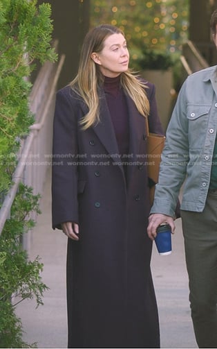 Meredith's burgundy long coat on Greys Anatomy