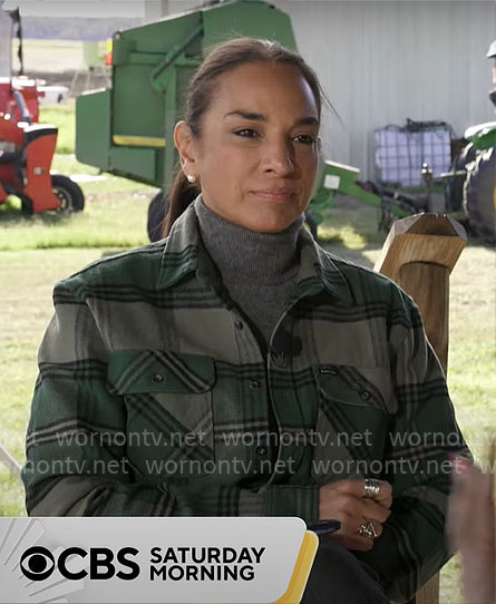 Michelle Miller's green plaid flannel shirt on CBS Mornings