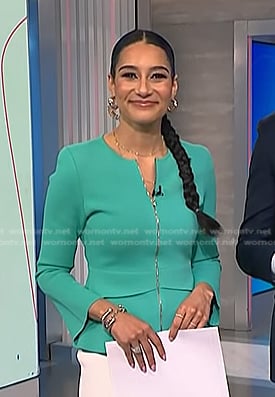 Morgan's mint green peplum zip jacket on NBC News Daily