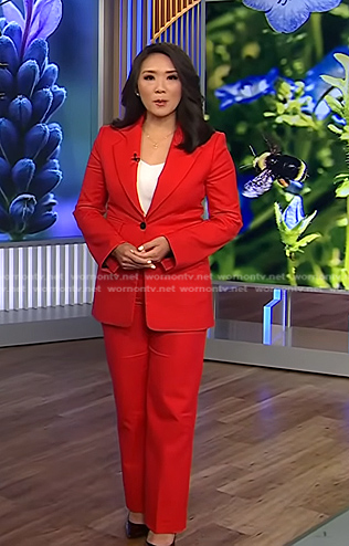 Nancy Chen's red blazer on CBS Evening News