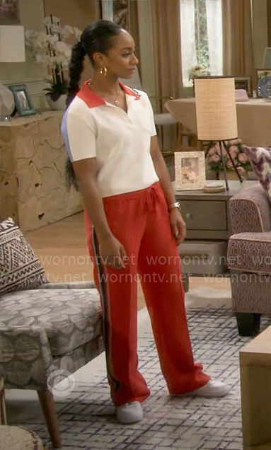 Nina's colorblock polo top on Poppas House
