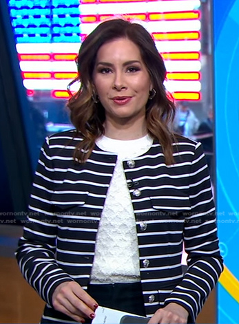 Rebecca's navy striped jacket on Good Morning America