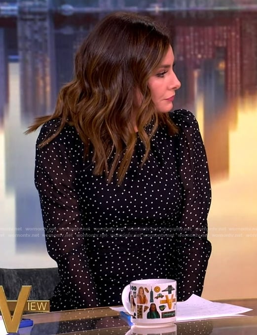 Rebecca Jarvis's black dotted dress on The View