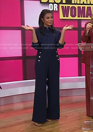 Regina Hall's navy wide leg pants on Today