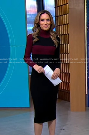 Rhiannon's black colorblock knit dress on Good Morning America