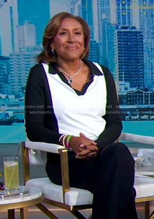 Robin's black colorblock collared top on Good Morning America