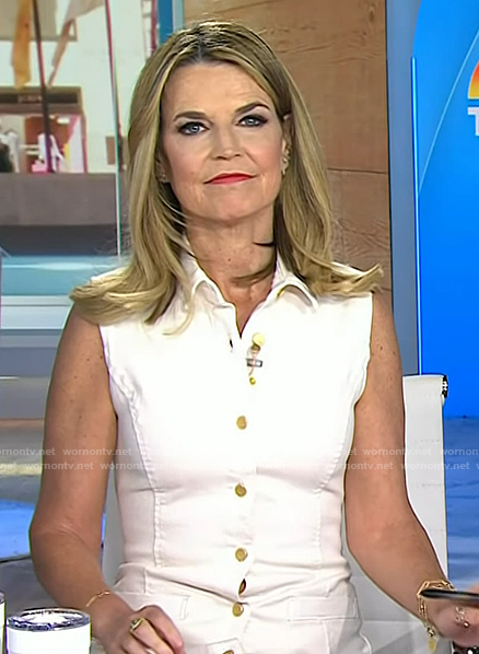 Savanah's white sleeveless denim dress on Today