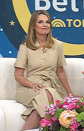 Savannah's beige short sleeve shirtdress on Today