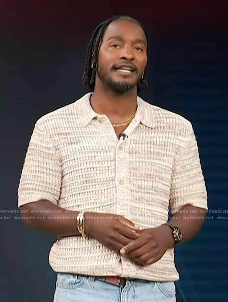 Scott's crochet knit shirt on Access Hollywood