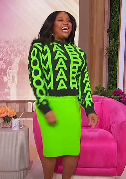 Sherri's green Marc Jacobs printed sweater on Sherri