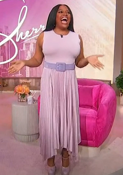 Sherri's lavender pleated dress on Sherri