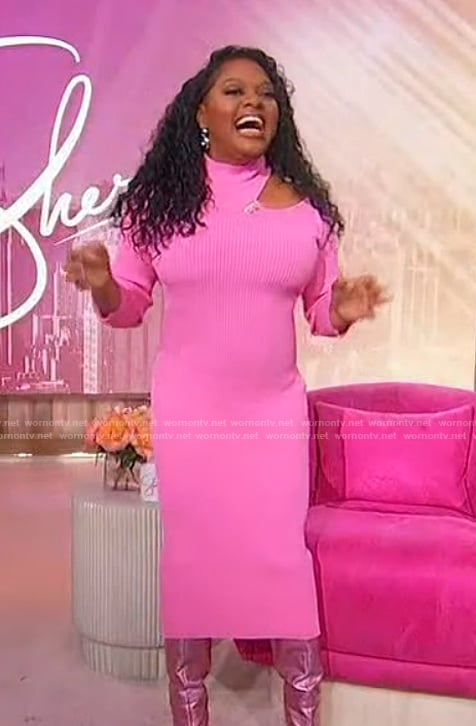 Sherri's pink ribbed cutout dress on Sherri