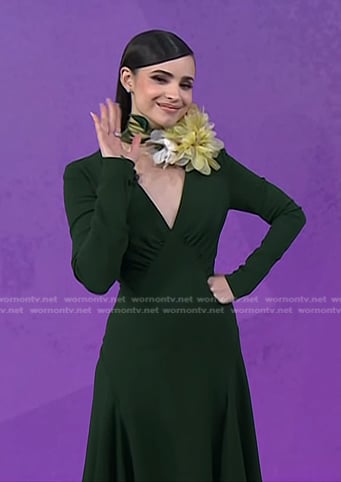 Sofia Carson's green v-neck dress on Today