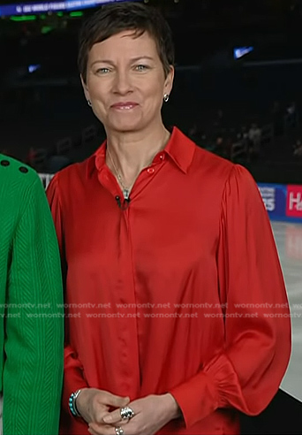 Stephanie's red satin blouse on Today