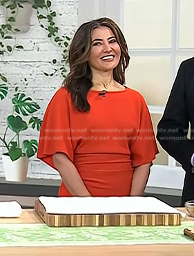 Suzy Karadsheh's red dolman sleeve dress on Today