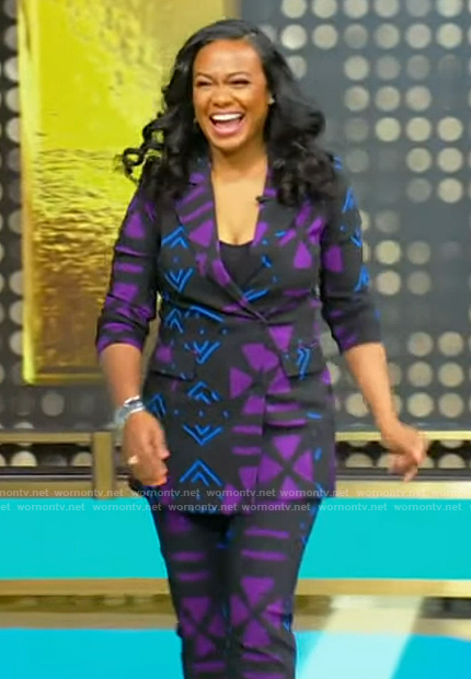 Tatyana Ali's printed blazer and pants on Tamron Hall Show