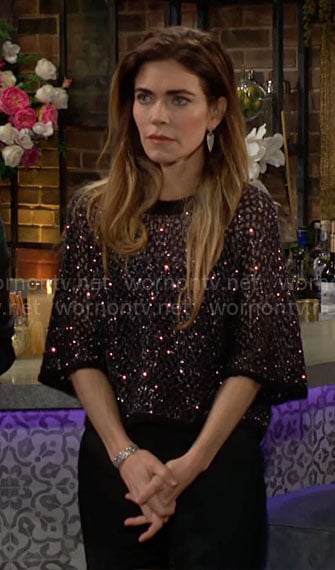 Victoria's sparkly crochet knit top on The Young and the Restless
