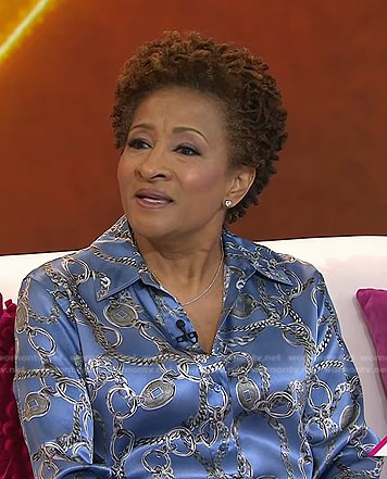 Wanda Sykes' blue chain print silk shirt on Today