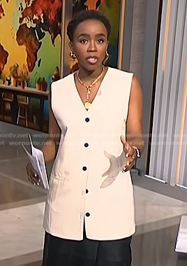 Zinhle's white long vest on NBC News Daily