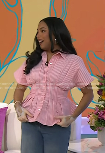 Amara Aleman's pink striped peplum shirt on Today